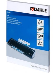 Dahle Pack de 100 Fundas Pour Plastificar Brillo A3 - 125 Micras - Haute qualité - Transparent