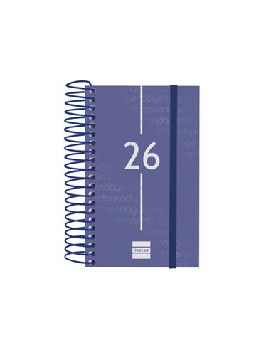 Finocam Year Agenda de Spirale - Couvercle Légère - Format E3 - 95x24x127mm - 1 Dia Par Pagina - Couleur Bleu