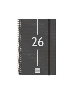 Finocam Year Agenda de Spirale en Catalan - Annuel 2026 - Couvercle Légère - Format E5 - 217x14x297mm - Semaine sur 2 pages Hori