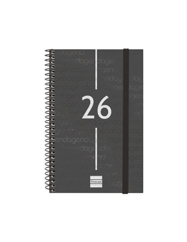 Finocam Year Agenda de Spirale en Catalan - Annuel 2026 - Couvercle Légère - Format E5 - 217x14x297mm - Semaine sur 2 pages Hori