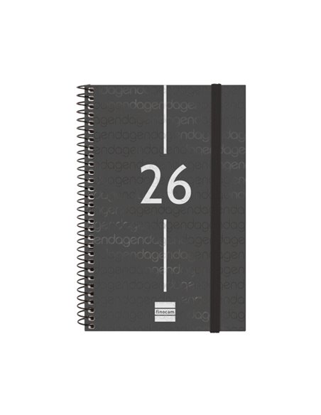 Finocam Year Agenda de Spirale en Catalan - Annuel 2026 - Couvercle Légère - Format E5 - 217x14x297mm - Semaine sur 2 pages Hori