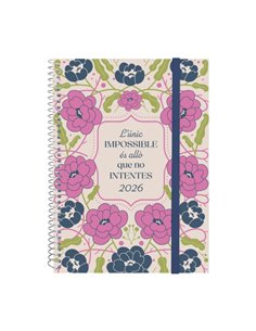 Finocam Design Collection Agenda de Spirale en Catalan - Annuel 2026 - Couvercle Légère - Format E10 - 162x14x212mm - Semaine su