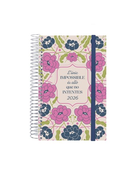 Finocam Design Collection Agenda de Spirale en Catalan - Annuel 2026 - Couvercle Légère - Format E5 - 132x25x181mm - 1 Dia Par P