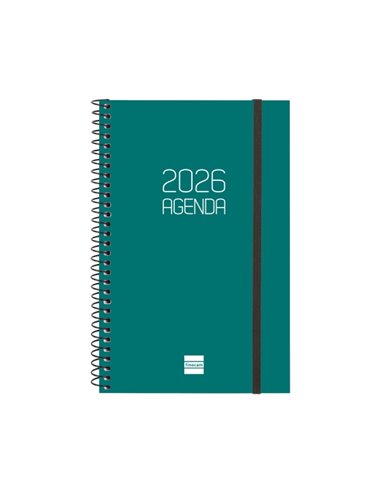 Finocam Opaque Agenda de Spirale en Catalan - Annuel 2026 - Couvercle Légère - Fermeture Avec Goma Élastique - Format E5 - 217x1