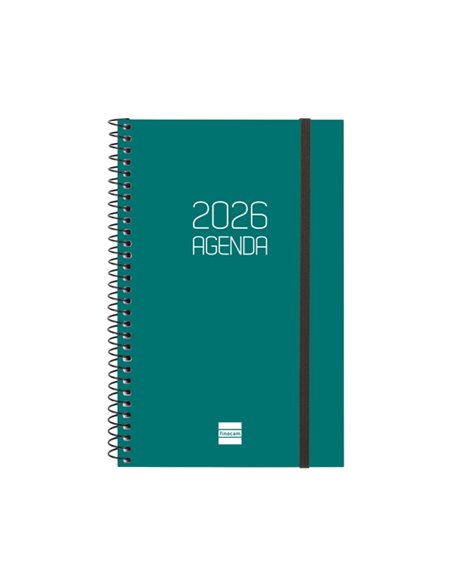 Finocam Opaque Agenda de Spirale en Catalan - Annuel 2026 - Couvercle Légère - Fermeture Avec Goma Élastique - Format E5 - 217x1