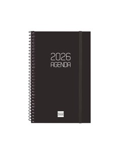 Finocam Opaque Agenda de Spirale en Catalan - Annuel 2026 - Couvercle Légère - Fermeture Avec Goma Élastique - Format E5 - 217x1