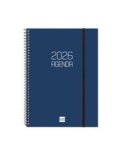 Finocam Opaque Agenda de Spirale en Catalan - Annuel 2026 - Couvercle Légère - Fermeture Avec Goma Élastique - Format E10 - 217x