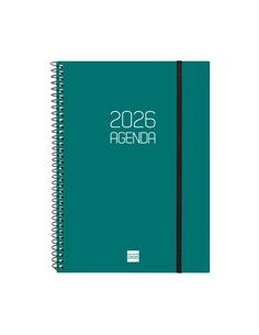 Finocam Opaque Agenda de Spirale en Catalan - Annuel 2026 - Couvercle Légère - Fermeture Avec Goma Élastique - Format E10 - 217x