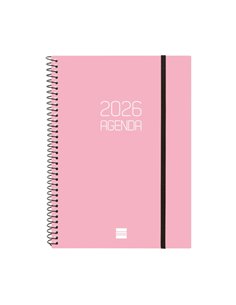 Finocam Opaque Agenda de Spirale en Catalan - Annuel 2026 - Couvercle Légère - Fermeture Avec Goma Élastique - Format E10 - 217x