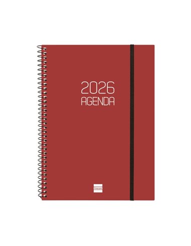 Finocam Opaque Agenda de Spirale en Catalan - Annuel 2026 - Couvercle Légère - Fermeture Avec Goma Élastique - Format E10 - 217x