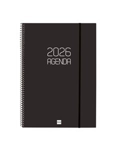 Finocam Opaque Agenda de Spirale en Catalan - Annuel 2026 - Couvercle Légère - Fermeture Avec Goma Élastique - Format E40 - 217x