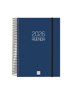 Finocam Opaque Agenda de Spirale en Catalan - Annuel 2026 - Couvercle Légère - Fermeture Avec Goma Élastique - Format E10 - 175x