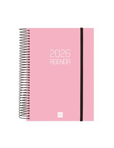 Finocam Opaque Agenda de Spirale en Catalan - Annuel 2026 - Couvercle Légère - Fermeture Avec Goma Élastique - Format E10 - 175x