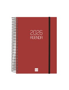 Finocam Opaque Agenda de Spirale en Catalan - Annuel 2026 - Couvercle Légère - Fermeture Avec Goma Élastique - Format E10 - 175x