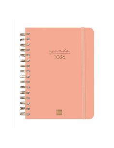 Finocam Alma Agenda en Catalan - Annuel 2026 - Avec Spirale - Format E10 - 180x30x220mm - 1 Dia Par Pagina - Couleur Coral