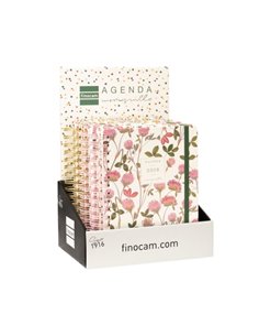 Finocam Moniquilla Présentoir Avec 8 Agendas de Spirale Surtidas en Catalan - Annuel 2026 - Planificador - Fermeture de Goma - F