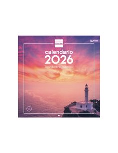 Finocam Calendario de Pared - Annuel 2026 - Imagenes Variadas - 300x300mm - Espacio Pour Escribir - Tematica de Atardeceres Magi