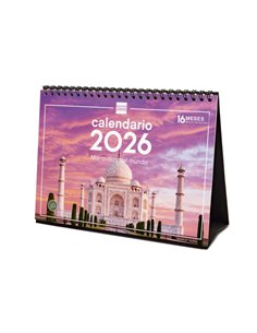 Finocam Calendario de Sobremesa - Annuel 2026 - Imagenes Variadas - Espacio Pour Escribir - Tematica de Maravillas Du Mundo