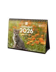 Finocam Calendario de Sobremesa en Catalan - Annuel 2026 - Imagenes Variadas - Espacio Pour Escribir - Tematica de Gatos
