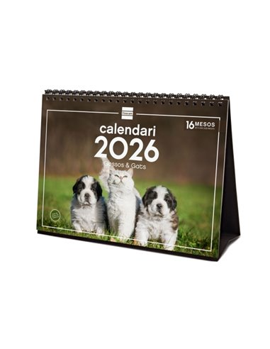 Finocam Calendario de Sobremesa en Catalan - Annuel 2026 - Imagenes Variadas - Espacio Pour Escribir - Tematica de Perros et Gat
