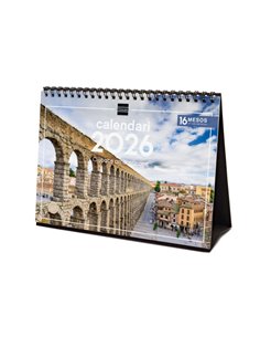 Finocam Calendario de Sobremesa en Catalan - Annuel 2026 - Imagenes Variadas - Espacio Pour Escribir - Tematica de Ciudades et P