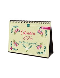 Finocam Calendario de Sobremesa en Catalan - Annuel 2026 - Imagenes Variadas - Espacio Pour Escribir - Tematica de Flores