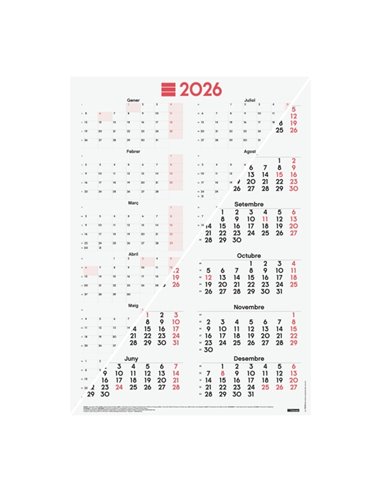 Finocam Poster Calendario Tipo Poster en Catalan - Annuel 2026 - Espacio Pour Escribir - 485x680mm - Numeros Grandes - Couleur B