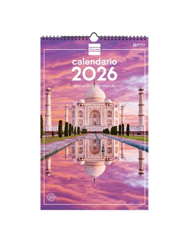 Finocam Calendario de Pared - Annuel 2026 - Imagenes Variadas - Avec Spirale - Espacio Pour Escribir - Tematica de Maravillas Du