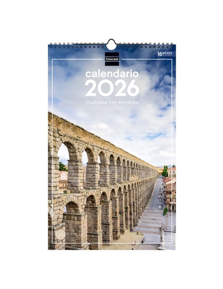 Finocam Calendario de Pared - Annuel 2026 - Imagenes Variadas - Avec Spirale - Espacio Pour Escribir - Tematica de Ciudades et P