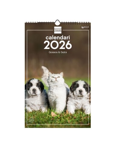 Finocam Calendario de Pared en Catalan - Annuel 2026 - Imagenes Variadas - Avec Spirale - Espacio Pour Escribir - Tematica de Pe
