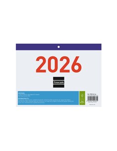 Finocam Calendario Faldilla - Annuel 2026 - Format F92 - 210x3x150mm - Numeros Grandes - Couleur Blanc et Bleu