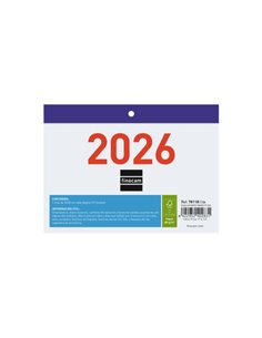 Finocam Calendario Faldilla - Annuel 2026 - Format F91 - 150x3x105mm - Numeros Grandes - Couleur Blanc et Bleu