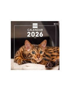 Finocam Calendario de Pared Internacional - Annuel 2026 - Imagenes Variadas - 311x5x305mm - Tematica de Gatos