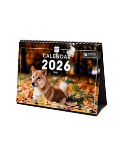Finocam Calendario de Sobremesa Internacional - Annuel 2026 - Imagenes Variadas - 210x70x155mm - Tematica de Perros
