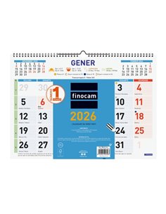 Finocam Calendario de Pared en Catalan - Annuel 2026 - Espacio Pour Escribir - Format L - 430x10x310mm - Numeros Grandes - Coule