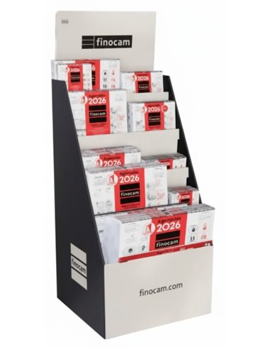 Finocam Présentoir de Pie Avec 125 Calendarios Neutros Assortis - Annuel 2026 - Estructura de Carton - Couleur Assortis