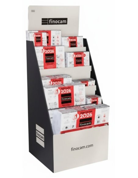 Finocam Présentoir de Pie Avec 125 Calendarios Neutros Assortis - Annuel 2026 - Estructura de Carton - Couleur Assortis