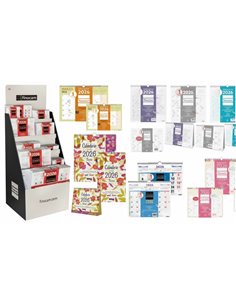Finocam Présentoir de Pie Avec 163 Calendarios Neutros et Trendy Assortis en Catalan - Annuel 2026 - Estructura de Carton - Coul