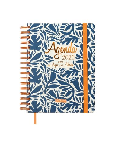 Finocam Talkual Agenda de Spirale - Annuel 2026 - Couverture rigide - Fermeture de Goma - Format 1/4 - 155x217mm - Semaine sur 2