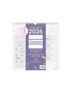 Finocam Chic Calendario de Pared en Catalan - Annuel 2026 - 300x5x310mm - Espacio Pour Escribir - Couleur Violet