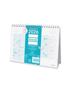 Finocam Chic Calendario de Sobremesa en Catalan - Annuel 2026 - 210x70x155mm - Espacio Pour Escribir - Couleur Turquoise