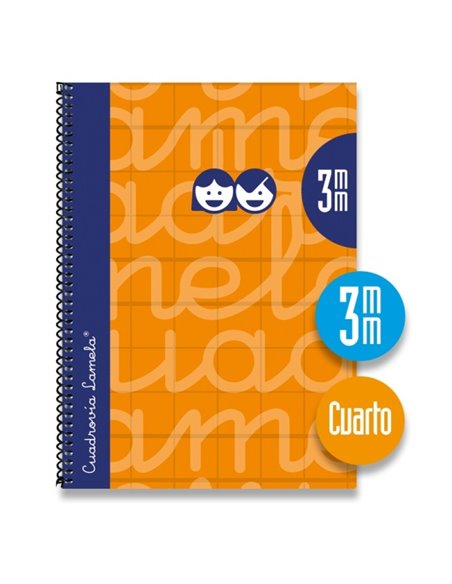 Lamela Cahier Spirale Avec 80 Feuilles de 70g/m2 Avec Margen - Format Cuarto - Pauta Cuadrovia de 3mm - Cubierta Extra Dura - Pa