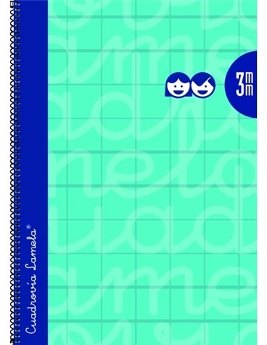 Lamela Cahier Spirale Avec 80 Feuilles de 90g/m2 Avec Margen - Format Cuarto - Pauta Cuadrovia de 3mm - Cubierta Extra Dura - Pa