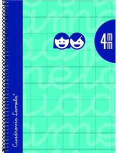 Lamela Cahier Spirale Avec 80 Feuilles de 90g/m2 Avec Margen - Format Cuarto - Pauta Cuadrovia de 4mm - Cubierta Extra Dura - Pa