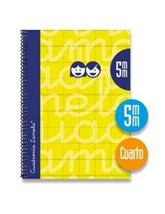 Lamela Cahier Spirale Avec 80 Feuilles de 70g/m2 Avec Margen - Format Cuarto - Pauta Cuadrovia de 5mm - Cubierta Extra Dura - Pa
