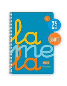 Lamela Cahier Spirale Avec 80 Feuilles de 90g/m2 Avec Margen - Format Cuarto - Pauta Cuadrovia de 2.5mm - Cubierta Extra Dura - 