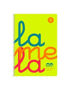Lamela Cahier Spirale Avec 80 Feuilles de 90g/m2 Avec Margen - Format Cuarto - Pauta Cuadrovia de 5mm - Cubierta Extra Dura - Pa