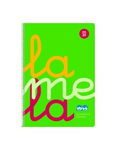 Lamela Cahier Spirale Avec 80 Feuilles de 90g/m2 Avec Margen - Format Cuarto - Pauta Cuadrovia de 5mm - Cubierta Extra Dura - Pa