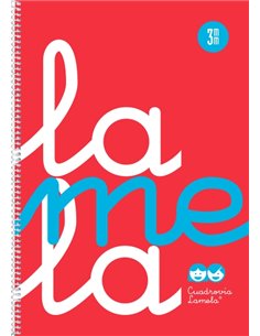 Lamela Cahier Spirale Avec 80 Feuilles de 90g/m2 Avec Margen - Format Cuarto - Pauta Cuadrovia de 3mm - Cubierta Extra Dura - Pa