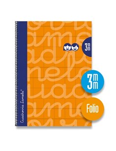 Lamela Cahier Spirale Avec 80 Feuilles de 90g/m2 Avec Margen - Format Folio - Pauta Cuadrovia de 3mm - Cubierta Extra Dura - Pap